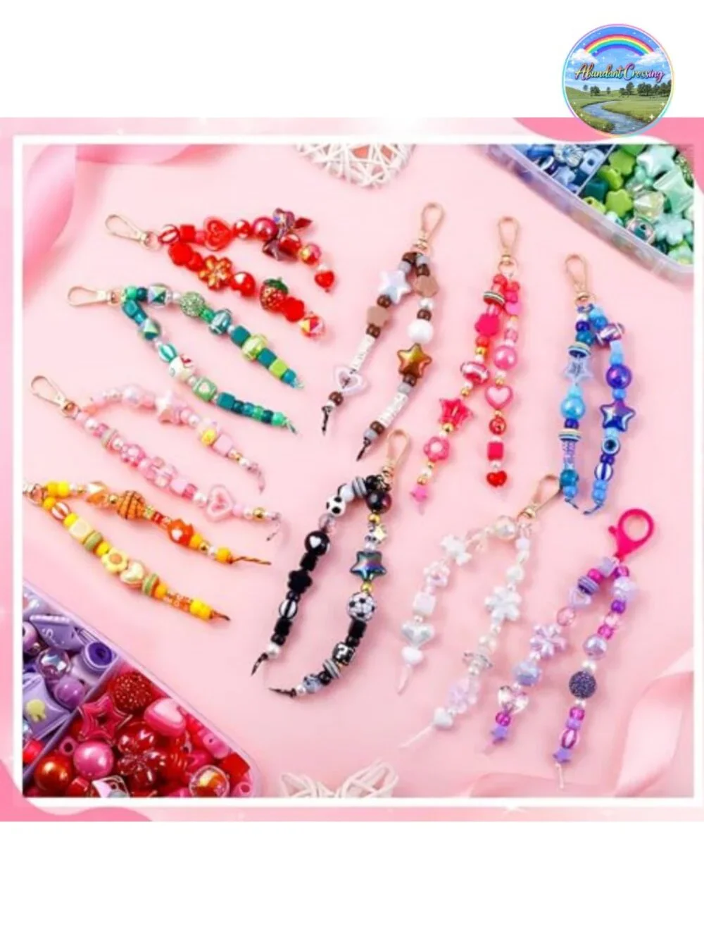 2200 PCS DIY Bag Charm Kit Acrylic Heart Star Letter Alphabet Beads Keychain